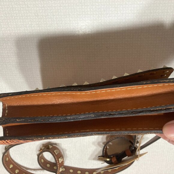 NWT Patricia Nash Hermosa Leather Crossbody in Wavy Stripes and Studs - Picture 5 of 12